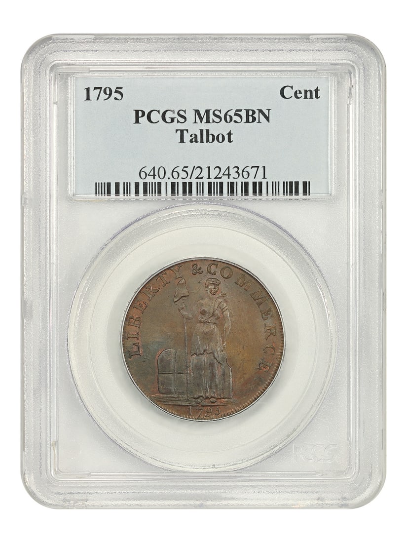 1795 Talbot Cent PCGS MS65BN - Colonials: 1795 Talbot Cent PCGS MS65BN - Colonials The 1795 Talbot Cent PCGS MS65BN is an uncirculated example of the first year of America's smallest denomination coin, featuring a beautiful brown patina. Cert