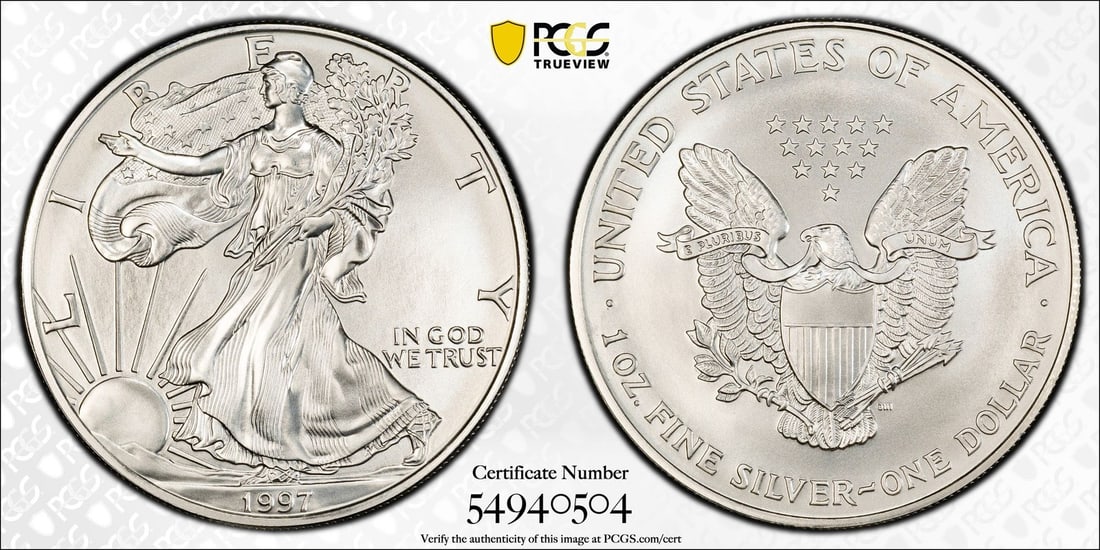 1997 $1 Silver Eagle PCGS MS70 - Silver Eagles - 5