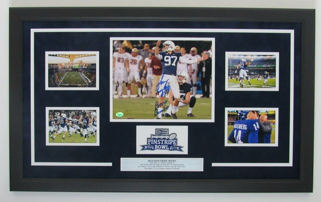 Sam Ficken Penn State Signed/ Inscribed/ Framed 8x10 Color Photo Best Auth 141726: Sam Ficken Penn State Signed/ Inscribed/ Framed 8x10 Color Photo Best Auth 141726 Signed by Sam Ficken, the Penn State Nittany Lions' kicker, this framed 8x10 color photo showcases his athletic prowes