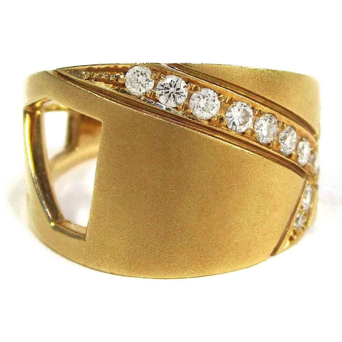 Carl Blackburn Diamond 0.30ct 18k Yellow Gold Matte Wide Band Deign Ring US 5.5: Carl Blackburn Diamond 0.30ct 18k Yellow Gold Matte Wide Band Deign Ring US 5.5 Item Specifics: Antique: No Shape: Round Occasion: Anniversary Birthday Christening Christmas Engagement Graduation Moth