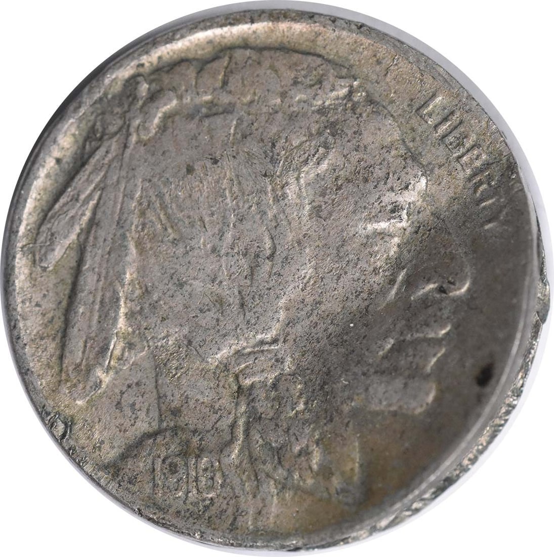 1916-D Buffalo Nickel Clamshell Partial Split Planchet AU Uncertified: 1916-D Buffalo Nickel Clamshell Partial Split Planchet AU Uncertified 1916-D Buffalo Nickel Clamshell Partial Split Planchet AU Uncertified - A Rare Circulated Example from the 1916 D Mint, Featuring