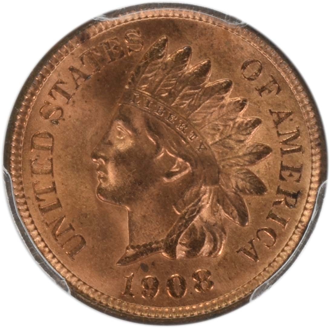 MS65RD Indian Cent 1908 - 2