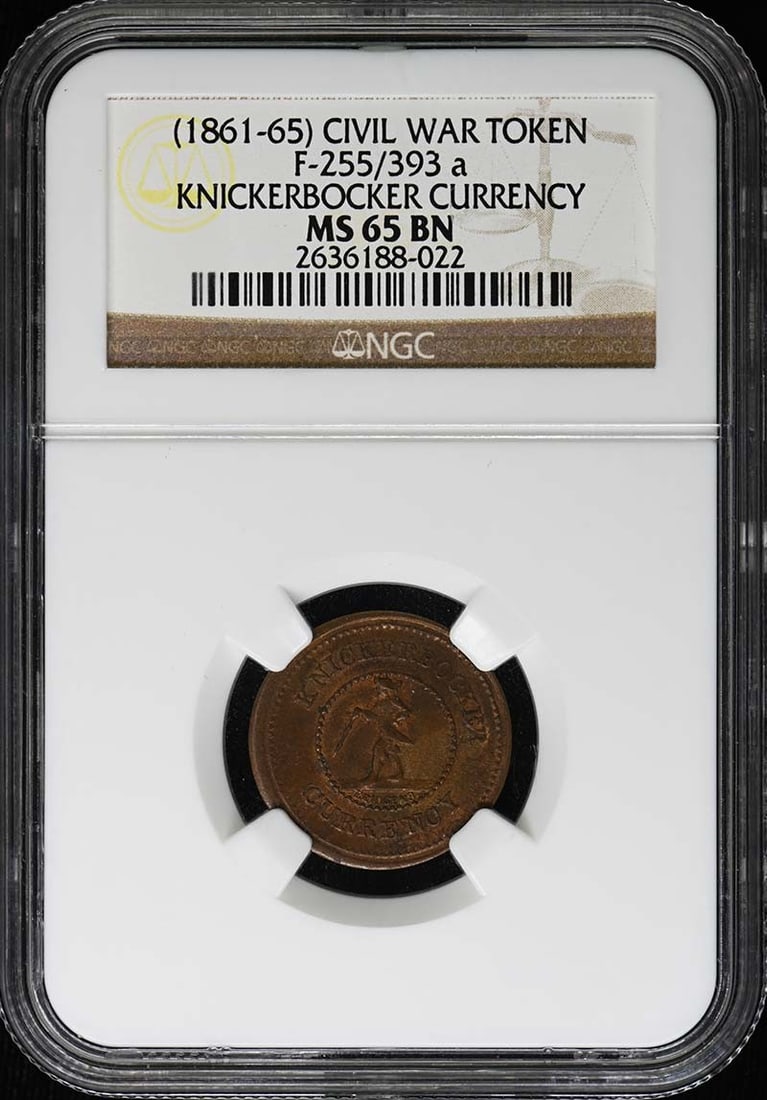 CIVIL WAR F-255/ 393 CIVIL WAR TOKEN NGC MS65BN (1 of 3)