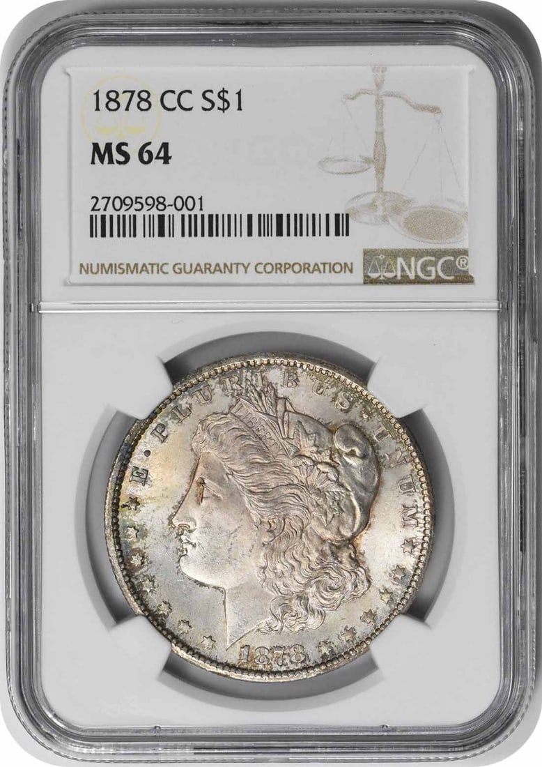 Morgan dollar silver 1878 CC MS64 NGC: Morgan dollar silver 1878 CC MS64 NGC The Morgan dollar silver 1878 CC MS64 NGC boasts exceptional condition, boasting an impressive grade of MS64 and bearing the hallmark of the Carson City mint. Thi