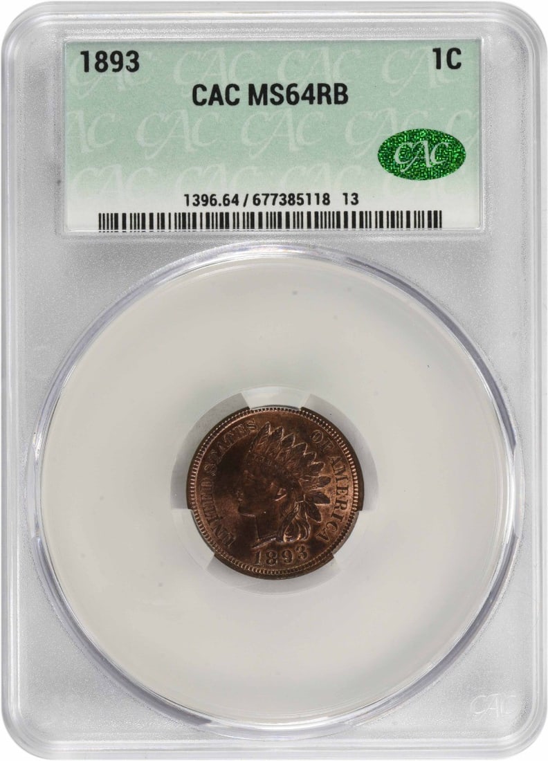 Indian Cent MS64RB CACG: Indian Cent MS64RB CACG The Indian Cent, designed by James Barton Longacre, boasts a striking diameter of 19.00 millimeters and features a plain edge. This MS64RB CACG specimen showcases exceptional c