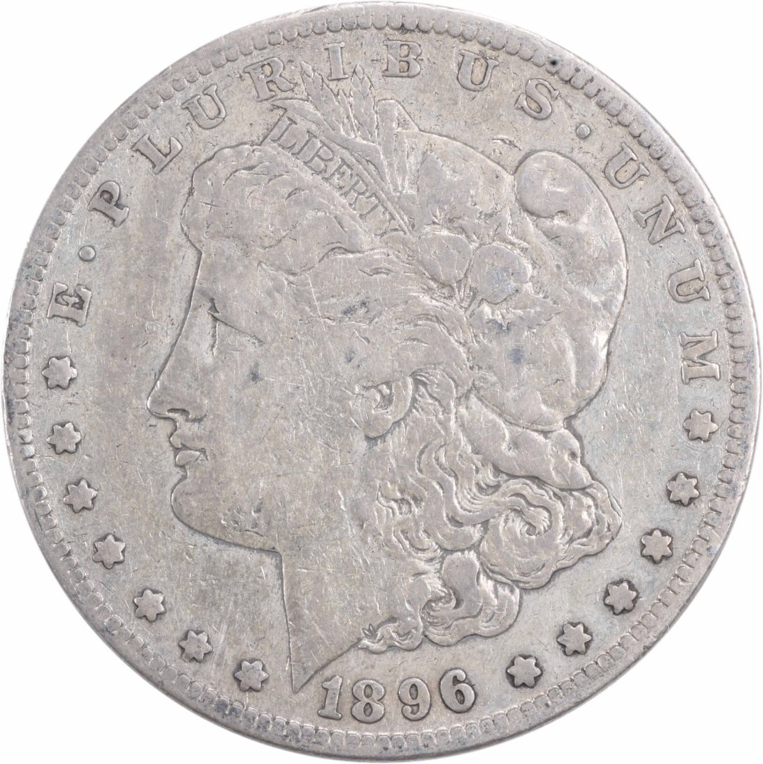 1896-S Morgan Silver Dollar VF Uncertified: 1896-S Morgan Silver Dollar VF Uncertified The 1896-S Morgan Silver Dollar is a circulated coin with a rich history, weighing in at 26.73 grams and featuring a reeded edge. Certified as Uncertified Ci