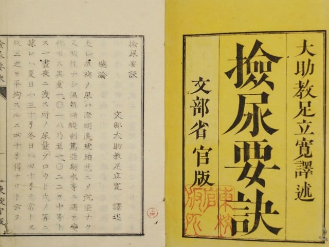Meiji Era Urinalysis Medical Woodblock Print Japanese Antique (1 of 2)