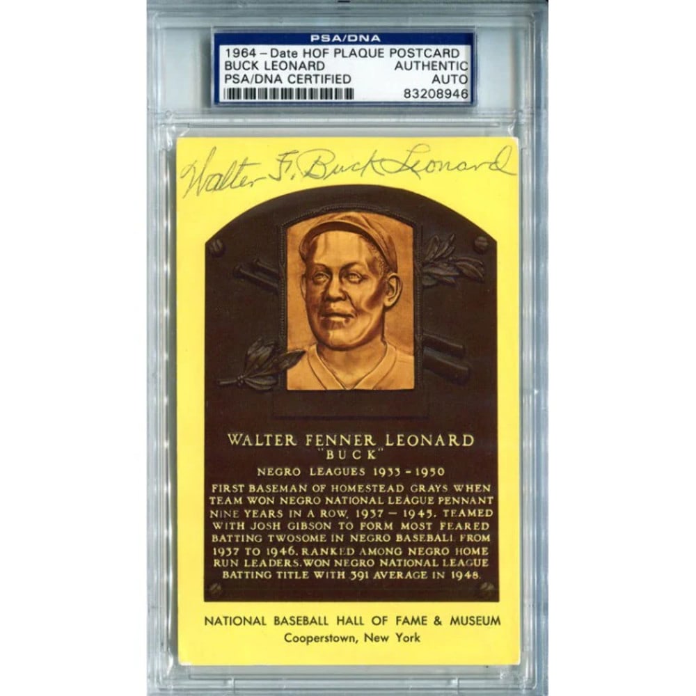 Hall of Fame Autographed Buck Leonard Plaque (1 of 2)
