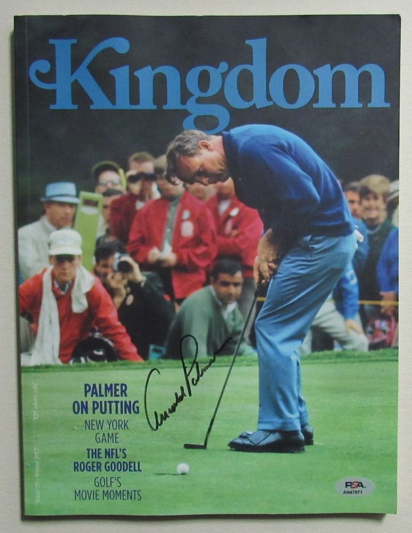 Arnold Palmer Signed/ Autographed Winter 2013 Kingdom Magazine PSA/ DNA 191594: Arnold Palmer Signed/ Autographed Winter 2013 Kingdom Magazine PSA/ DNA 191594 Autographed by golf legend Arnold Palmer, this Winter 2013 Kingdom Magazine features a notable piece of sports memorabili