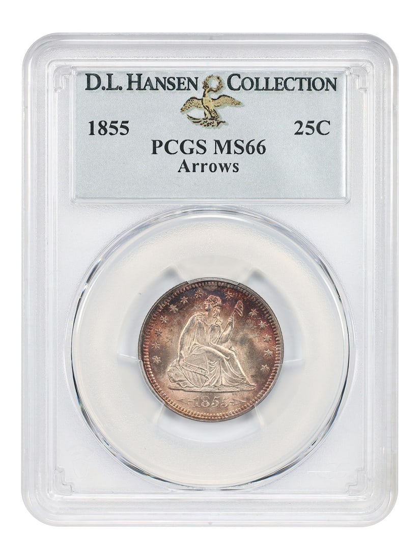 1855 25C PCGS MS66 (Arrows) ex: D.L. Hansen (1 of 4)