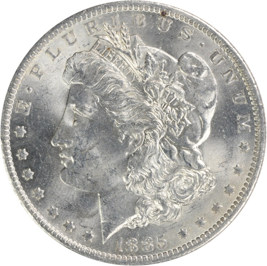 Morgan Silver Dollar 1885 Choice BU Uncertified: Morgan Silver Dollar 1885 Choice BU Uncertified Choice BU Uncertified Morgan Silver Dollar, minted in 1885 with its original circulated condition preserved. This uncirculated coin boasts a high grade 