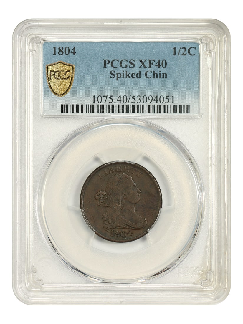 1804 1/ 2C PCGS XF40 (Spiked Chin) - Draped Bust Half Cent - Popular Variety (1 of 5)