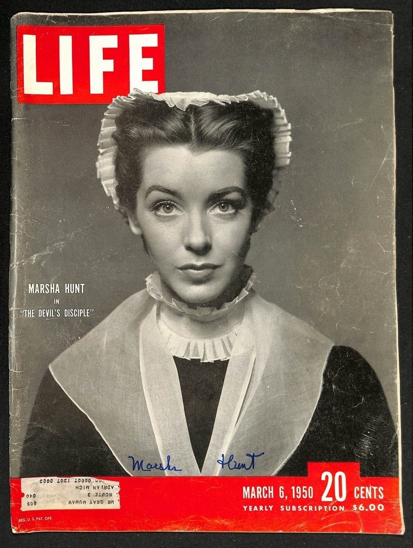 Marsha Hunt Actress Signed/ Auto March 6, 1950 LIFE Magazine PSA/ DNA 205921 (1 of 2)