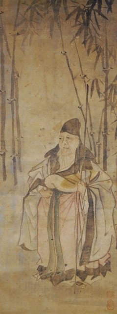 Aodo Denzen Japanese Hanging Scroll Painting Bamboo Grove Scholar Edo Period (1 of 3)