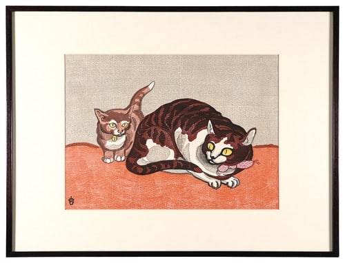 Tokuriki Tomikichiro 1967 Woodblock Print Cat Parent and Child Framed Signed: Tokuriki Tomikichiro 1967 Woodblock Print Cat Parent and Child Framed Signed Item Specifics: Artist: Tokuriki Tomikichiro Subject: Animal Cats Material: Ink on paper Framed Style: Japanese Size: 36.5 
