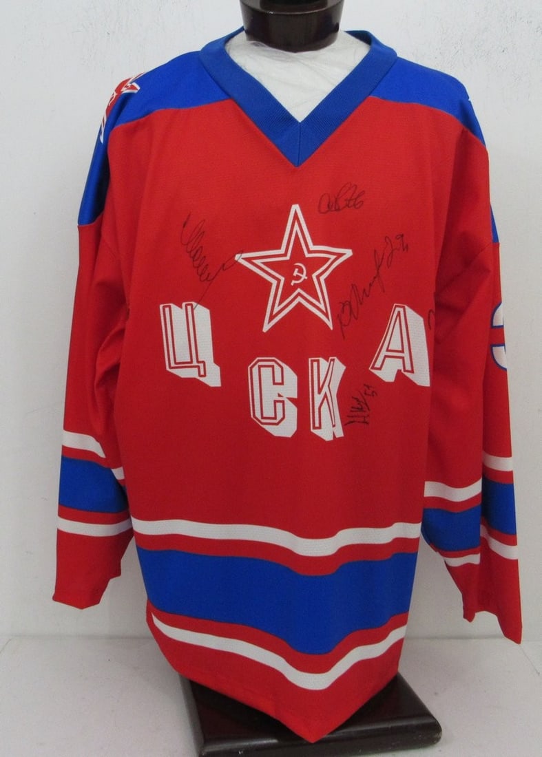 Vintage 1980's UCKA Russian Multi Signed Men's Ice Hockey #3 Jersey 196573 (1 of 7)