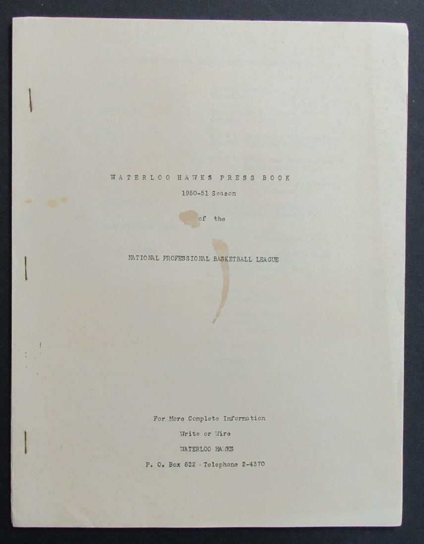 1950-51 Waterloo Hawks NPBL Press Book RARE 198274 (1 of 5)