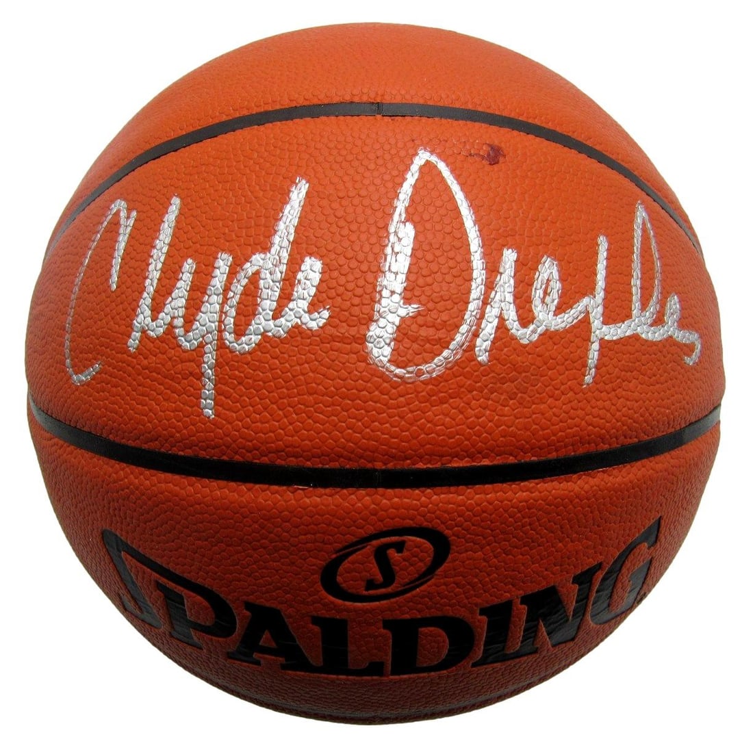 Signed Spalding Basketball Autograph Clyde Drexler Trail Blazers HOF 210032 (1 of 4)