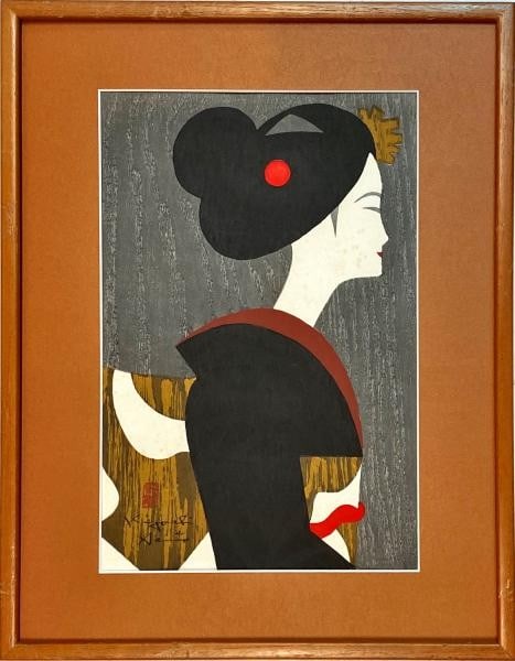Kiyoshi Saito Woodblock Print Maiko Geisha Framed Japanese Art 39x25cm: Kiyoshi Saito Woodblock Print Maiko Geisha Framed Japanese Art 39x25cm Item Specifics: Artist: Kiyoshi Saito Subject: Maiko / Geisha Material: Woodblock Print on Paper Style: Japanese Size: 39 x 25 cm