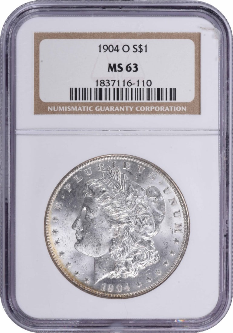 NGC MS63 1904 O Morgan Silver Dollar: NGC MS63 1904 O Morgan Silver Dollar The NGC MS63 1904 O Morgan Silver Dollar boasts an impressive grade of MS63, indicating its exceptional condition. With a rich history dating back to the early 20t