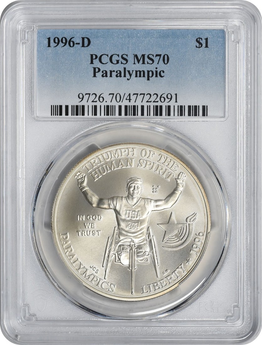 1996-D Wheelchair Paralympic Silver Commemorative Dollar MS70 PCGS Mint State 70 (1 of 1)