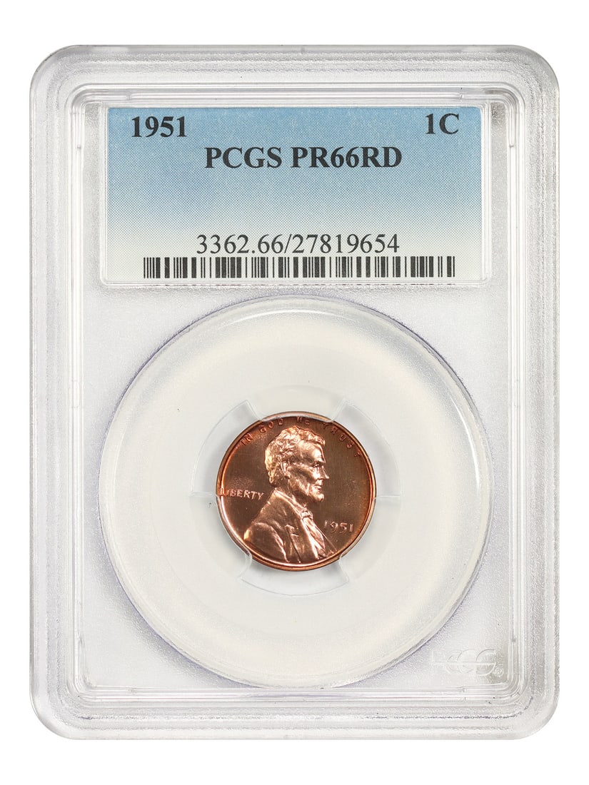 PCGS PR66RD 1C Lincoln Wheat Reverse Popular Proof Issue: PCGS PR66RD 1C Lincoln Wheat Reverse Popular Proof Issue PCGS PR66RD 1C Lincoln Wheat Reverse Popular Proof Issue - A Highly Detailed, Uncirculated Coin. This 1951 Philadelphia-minted penny features a