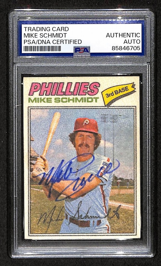 Phillies signed card hof topps sticker psa dna mike schmidt 1977 #41 (1 of 2)