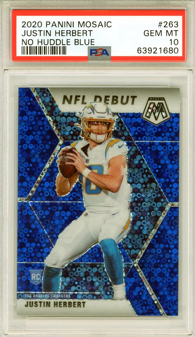 Justin Herbert 2020 Panini Mosaic Blue Prizm Rookie Card #263 PSA GM (1 of 2)