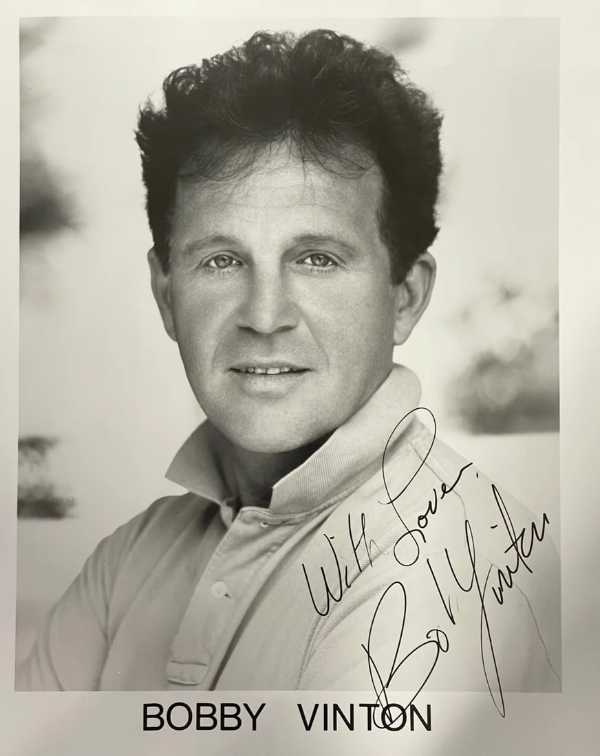 Bobby Vinton Autographed Celebrity 8x10 Photo: Bobby Vinton Autographed Celebrity 8x10 Photo Bobby Vinton's iconic image bears his signature in black sharpie across the front of this 8x10 celebrity photo, accompanied by a heartfelt inscription. Th
