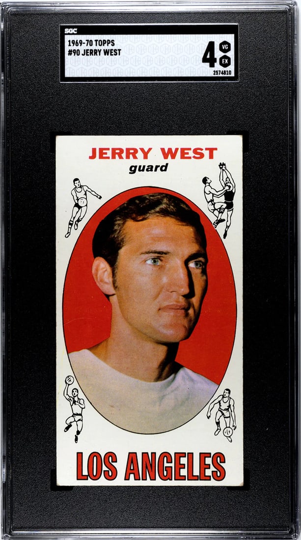 Jerry West 1969-70 Topps #90 SGC 4: Jerry West 1969-70 Topps #90 SGC 4 SGC 4 graded Jerry West 1969-70 Topps #90 card, showcasing the iconic basketball legend in his prime. This vintage baseball card features a highly sought-after playe