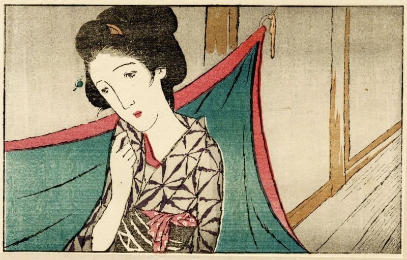 Takehisa Yumeji Woodblock Print Kaya Mosquito Net Japanese Taisho Art: Takehisa Yumeji Woodblock Print Kaya Mosquito Net Japanese Taisho Art Item Specifics: Artist: Takehisa Yumeji Subject: Mosquito Net (Kaya) / Beautiful Woman Material: Paper Style: Japanese Year Of Pro