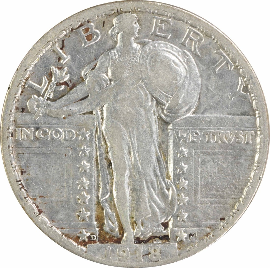 1918-D Standing Liberty Silver Quarter EF Uncertified (1 of 2)