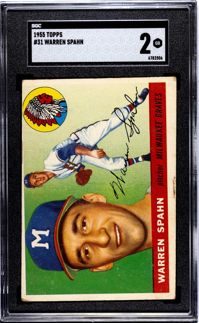 Warren Spahn 1955 Topps Card #31 SGC 2 (1 of 2)