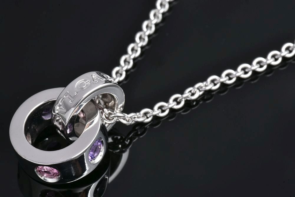 Bvlgari Roman Sorbet Tourmaline Amethyst 18k White Gold Pendant Necklace withBox (1 of 7)