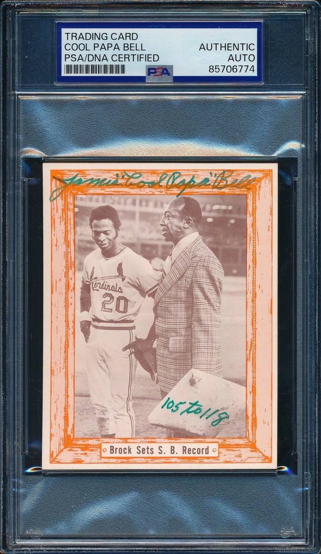 1976 Douglas/ Bell Brock Sets SB Record Card James Cool Papa Bell Signed PSA/ DNA3: 1976 Douglas/ Bell Brock Sets SB Record Card James Cool Papa Bell Signed PSA/ DNA3 Item Specifics: Original/Reprint: Original Product: Photo Sport: Baseball Product Disclaimer: Not affiliated with any