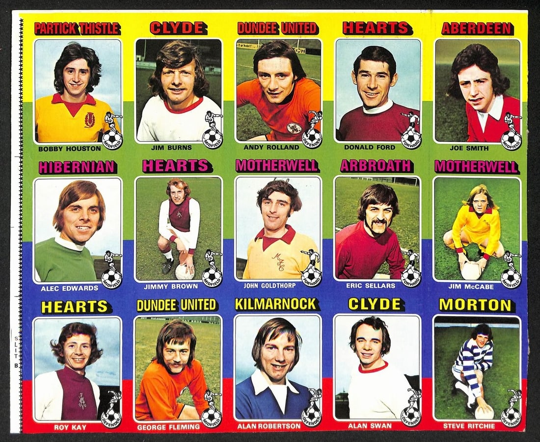 TOPPS Soccer Football Uncut Sheet 15 Cards RARE 1974 208967 (1 of 2)