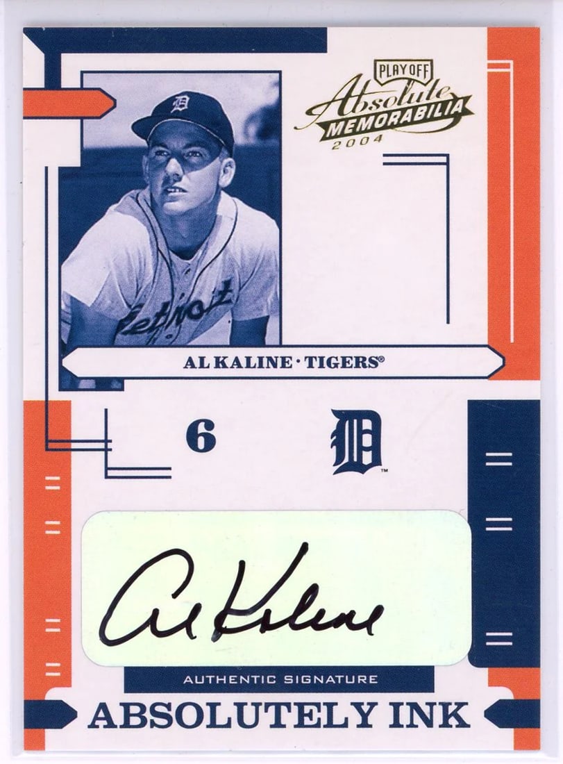 Al Kaline Autographed 2004 Playoff Absolute Memorabilia Absolutely Ink Card #AI: Al Kaline Autographed 2004 Playoff Absolute Memorabilia Absolutely Ink Card #AI The Al Kaline Autographed 2004 Playoff Absolute Memorabilia Absolutely Ink Card #AI-2 features a factory-signed card in