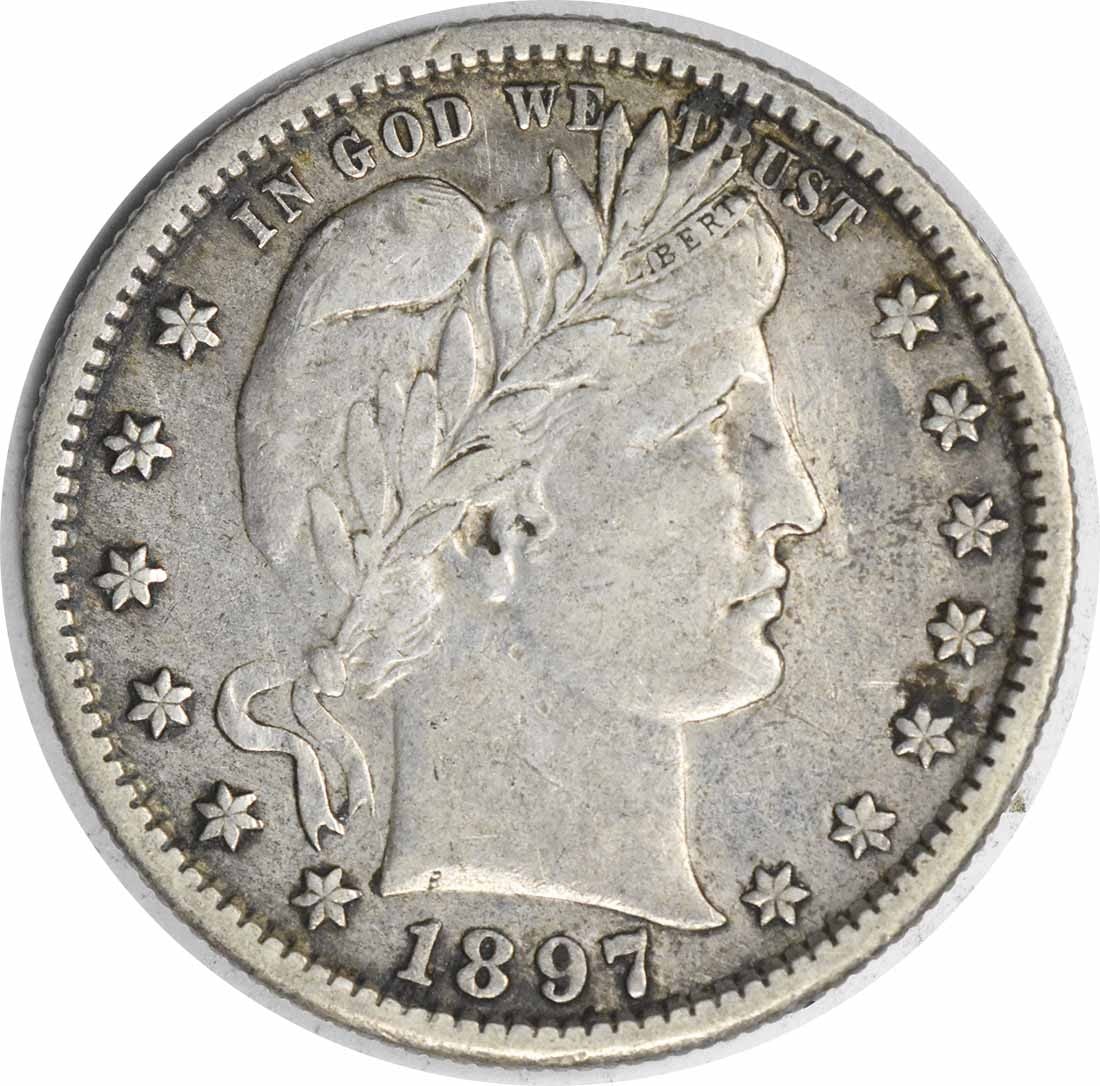 Barber Quarter EF Uncertified 1897-S Silver: Barber Quarter EF Uncertified 1897-S Silver The Barber Quarter EF Uncertified 1897-S Silver boasts an exceptional grade and a rich history, with over 542 coins minted in San Francisco that year. This 