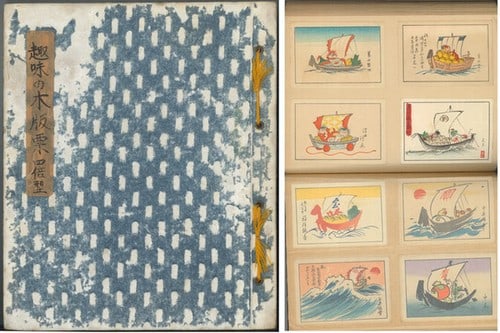Woodblock print design labels matchbox sheets 232 1930s Japanese collection (1 of 1)