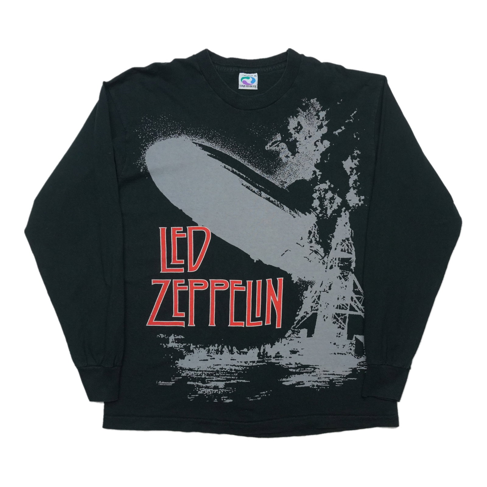 1990s Led Zeppelin Liquid Blue Long Sleeve Shirt (1 of 3)