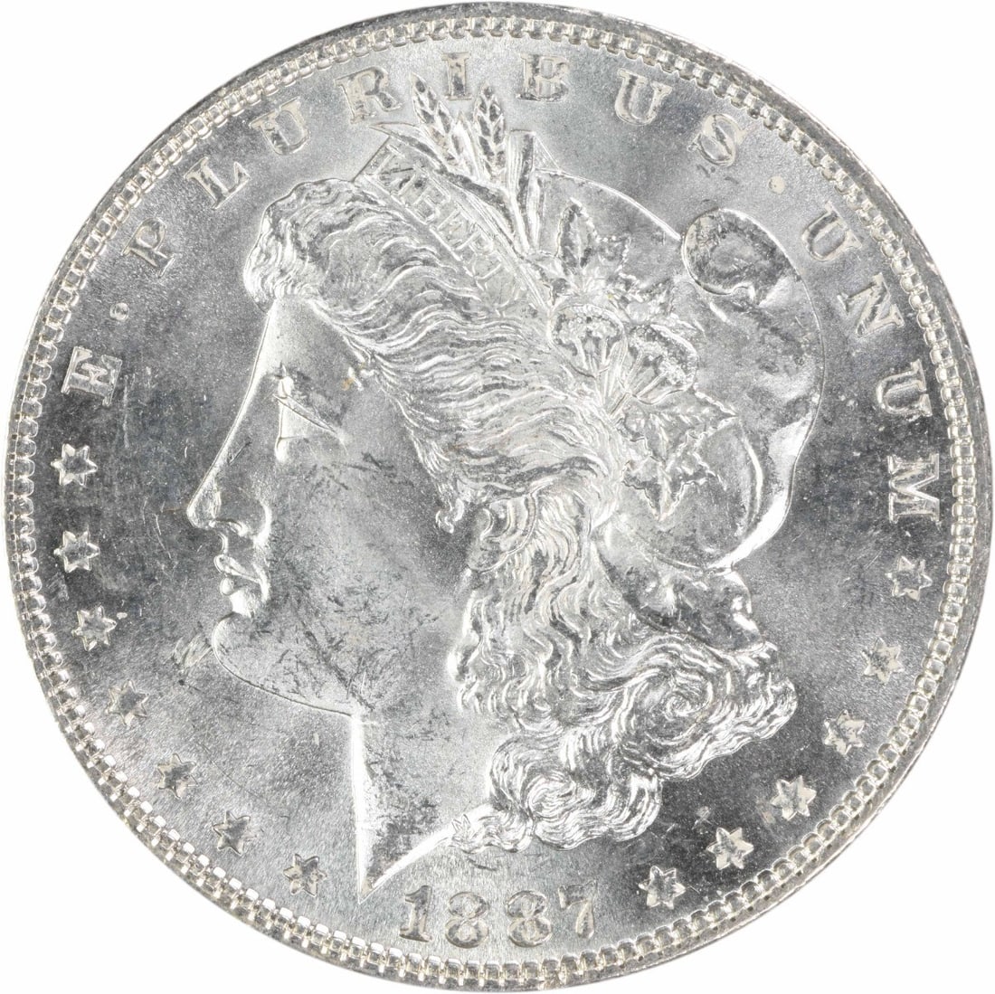Uncertified BU Choice Dollar Silver Morgan 1887: Uncertified BU Choice Dollar Silver Morgan 1887 The Uncertified BU Choice Dollar Silver Morgan 1887 boasts an impressive design by renowned artist George T. Morgan, featuring a classic portrait and in