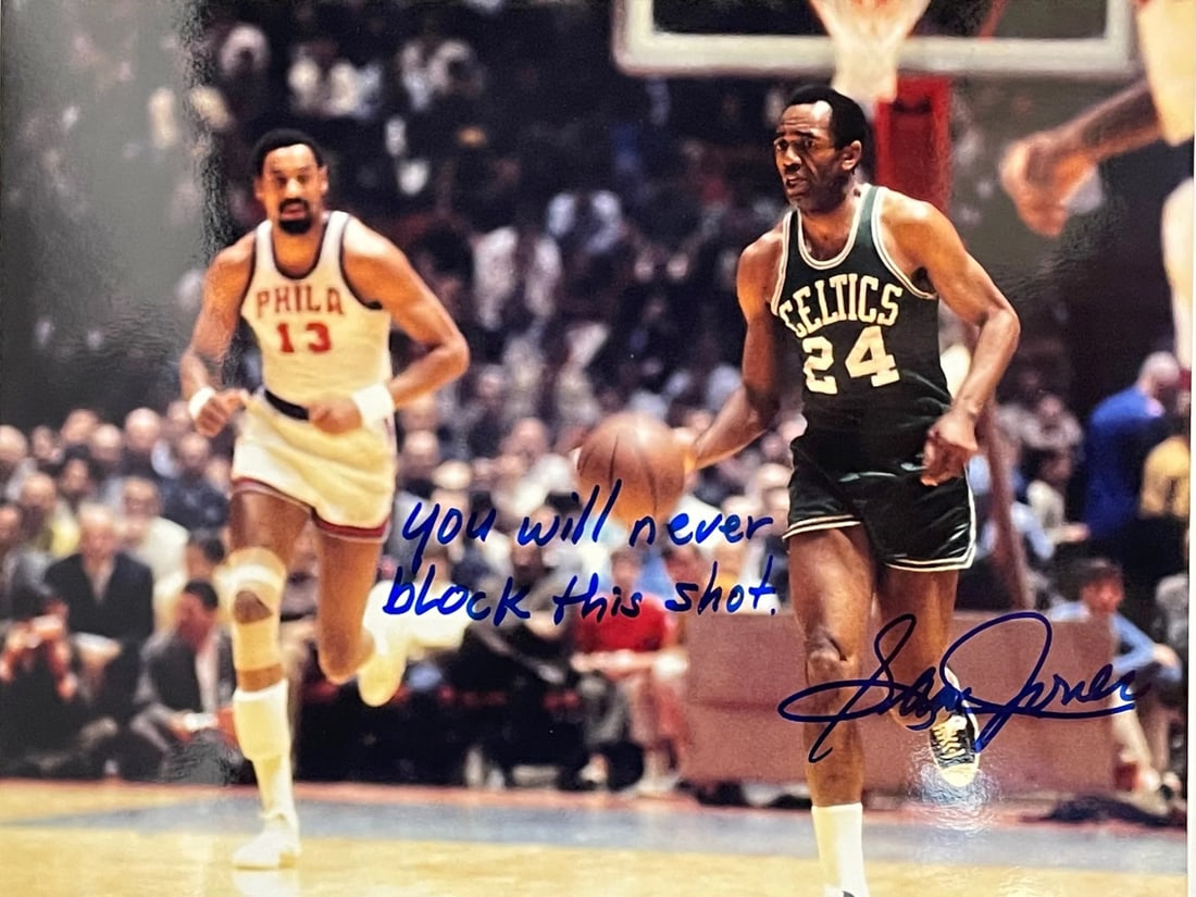 Sam Jones Autographed Basketball Photo (1 of 1)
