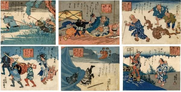 Utagawa Kuniyoshi Ukiyo e Woodblock Print Kaminari Zukushi Thunder 6 Sheets: Utagawa Kuniyoshi Ukiyo e Woodblock Print Kaminari Zukushi Thunder 6 Sheets Item Specifics: Artist: Utagawa Kuniyoshi Subject: Ukiyo-e Material: Paper Style: Japanese Product Disclaimer: Please review