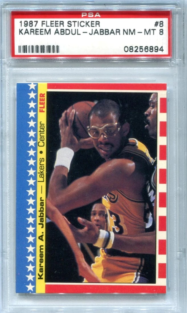 Kareem Abdul-Jabbar 1987 Fleer Sticker #8 NM 8 Card (1 of 2)