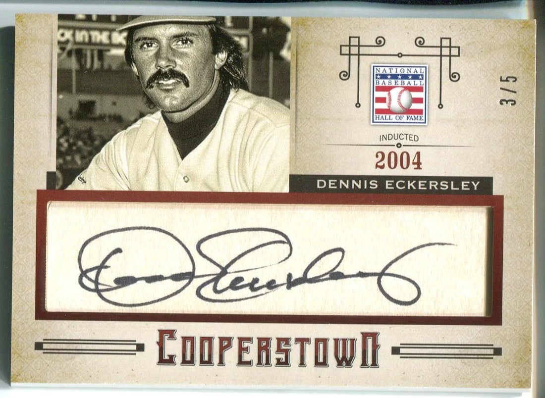 Dennis Eckersley 2015 Panini Cooperstown Autographed Cut Card #3/ 5 (1 of 2)
