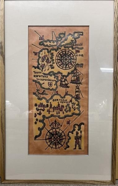 Sumio Kawakami Leather Woodblock Print Pseudomorphic Old Map Signed Framed: Sumio Kawakami Leather Woodblock Print Pseudomorphic Old Map Signed Framed Item Specifics: Artist: Sumio Kawakami Subject: Map Material: Leather Ink Frame Style: Japanese Size: 22 x 46 cm Product Disc