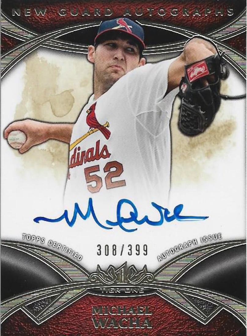 Autographed card of Michael Wacha Topps Tier one: Autographed card of Michael Wacha Topps Tier one Michael Wacha Autographed Topps Tier One Card #308/399, featuring the signature of the talented pitcher. This autographed card is a unique collectible,