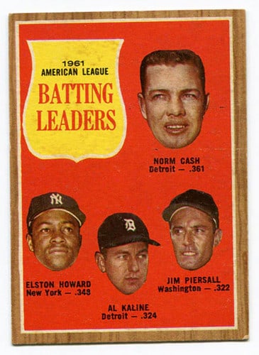 American League Batting Leaders 1961 1962 Topps Card (1 of 1)