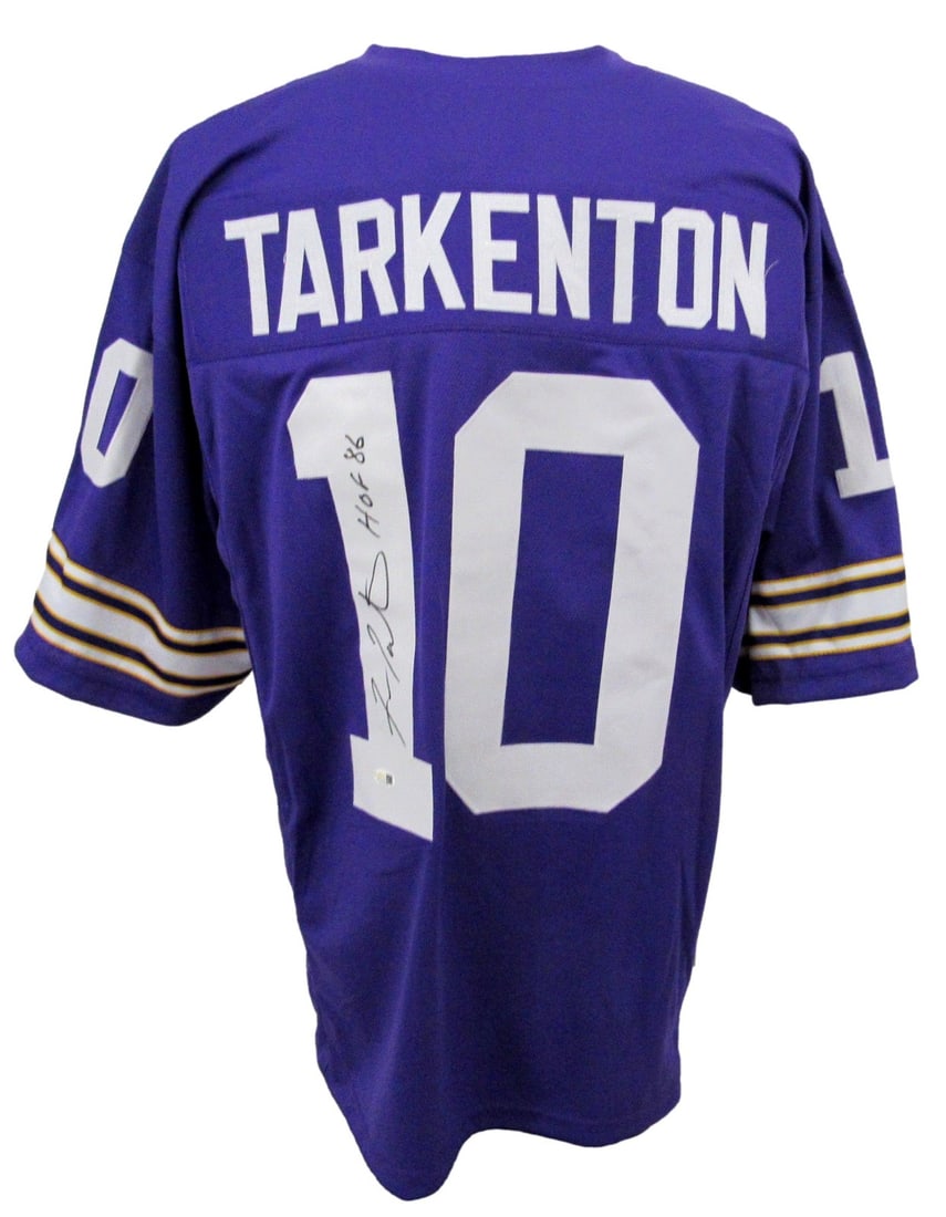 Fran Tarkenton HOF Signed/ Insc Purple Vikings Football Jersey JSA Witness 208139: Fran Tarkenton HOF Signed/ Insc Purple Vikings Football Jersey JSA Witness 208139 Item Specifics: Original/Reprint: Original Product: Jersey Sport: Football Product Disclaimer: Not affiliated with any