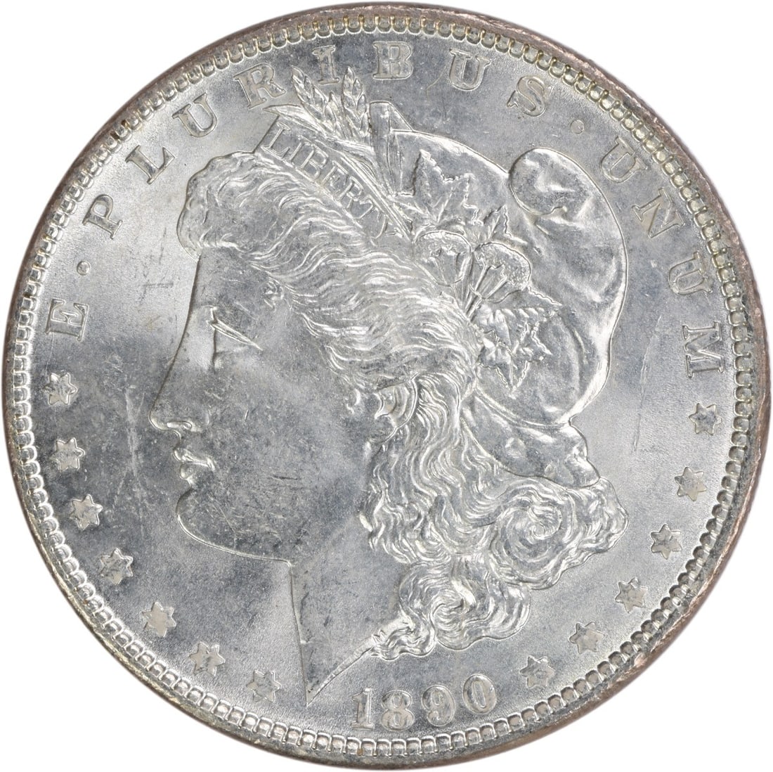 1890 Morgan Silver Dollar Choice BU Uncertified: 1890 Morgan Silver Dollar Choice BU Uncertified Choice BU Uncertified Morgan Silver Dollar from 1890, certified as uncirculated and composed of silver. This coin features the iconic design of the Morg